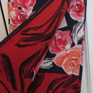 Nice Bally Silk Scarf - Navy/Pink/Red